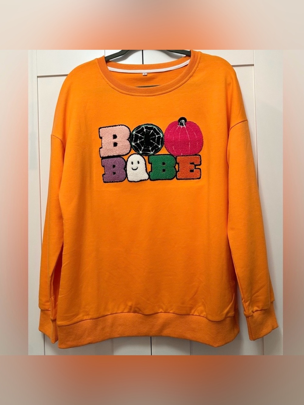 Women’s Orange Halloween Sweatshirt with Boo Babe Design Sz LG NEW!